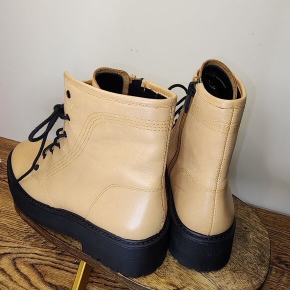 Tan Jensine Platform Lace-Up Zip Boot-Franco Sarta - Picture 2 of 8